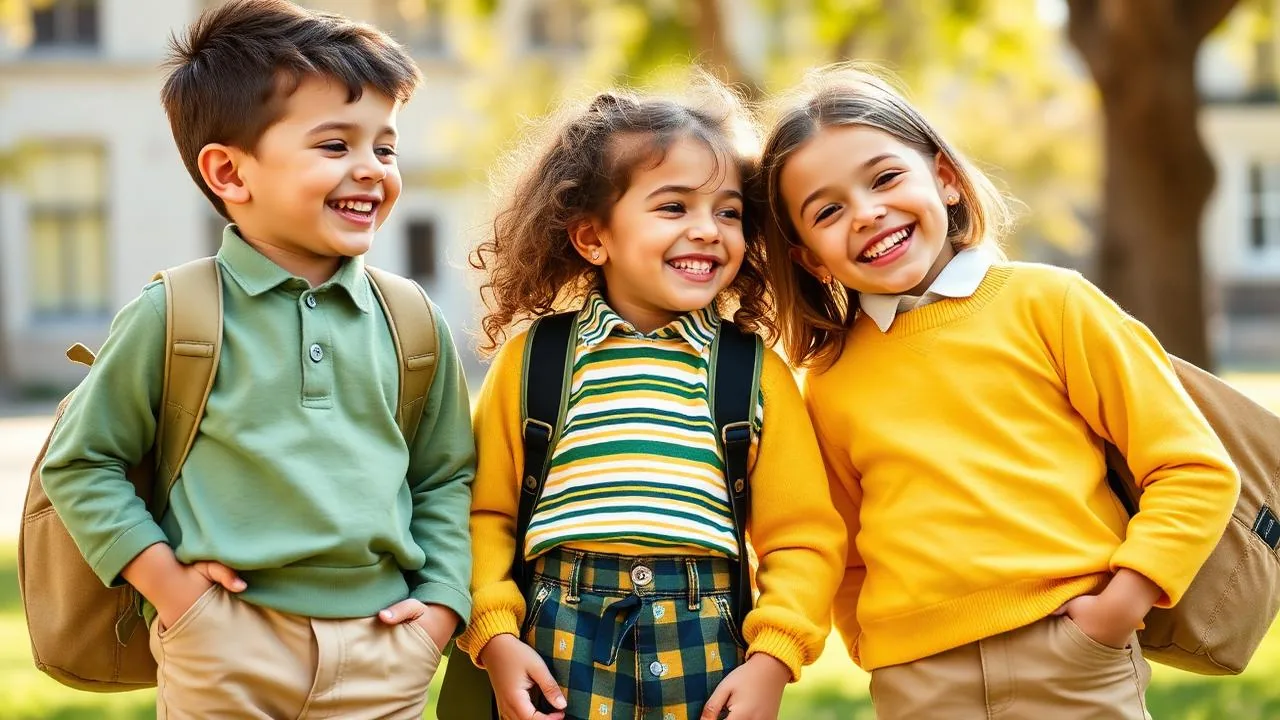 Stylish everyday school outfits for children matching set